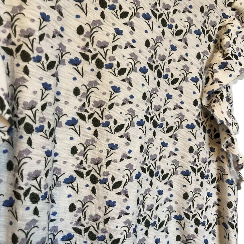 Nation LTD Paulette Top Cottage Floral Flutter Sleeveless Ruffle White Size XL - Picture 5 of 7